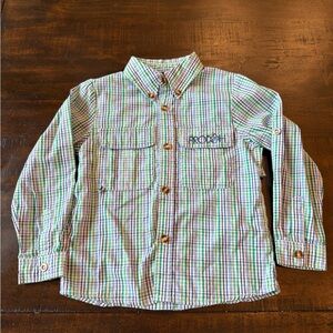 Button-Front Green Plaid Boys' Shirt